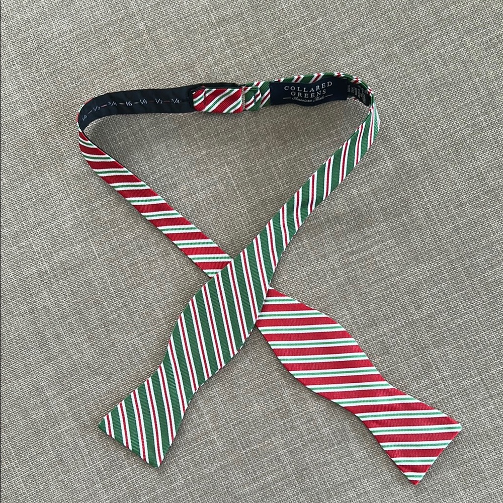 Collard Greens Festive Red and Green Striped Bow Tie